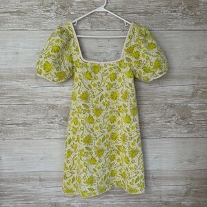 Zara Yellow/green Floral Mini Dress 💚